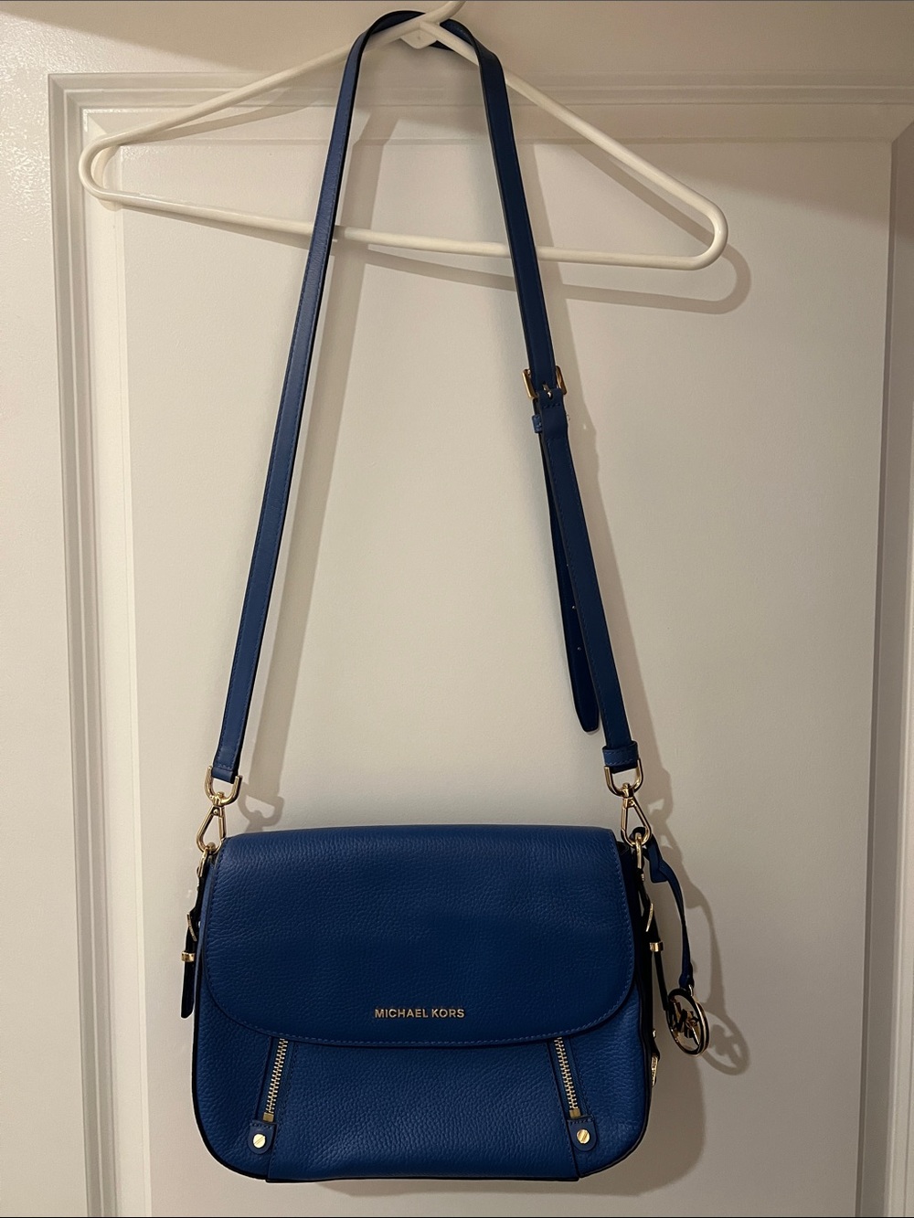 Michael Kors Navy Blue Pebbled Leather Crossbody